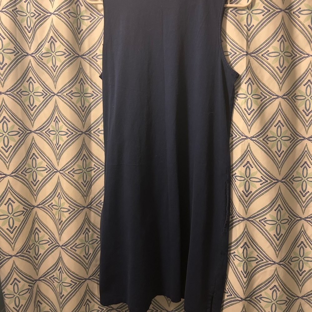 NWOT LAND’S END Navy Blue Women's Dress/Tunic with Cream Embroidery, sleeveless - Picture 6 of 10